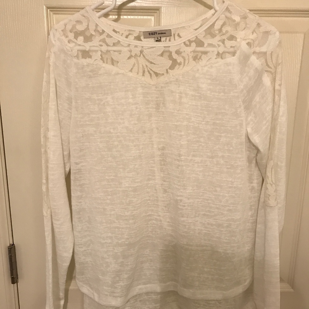 White 3/4 Sleeve Boho Blouse